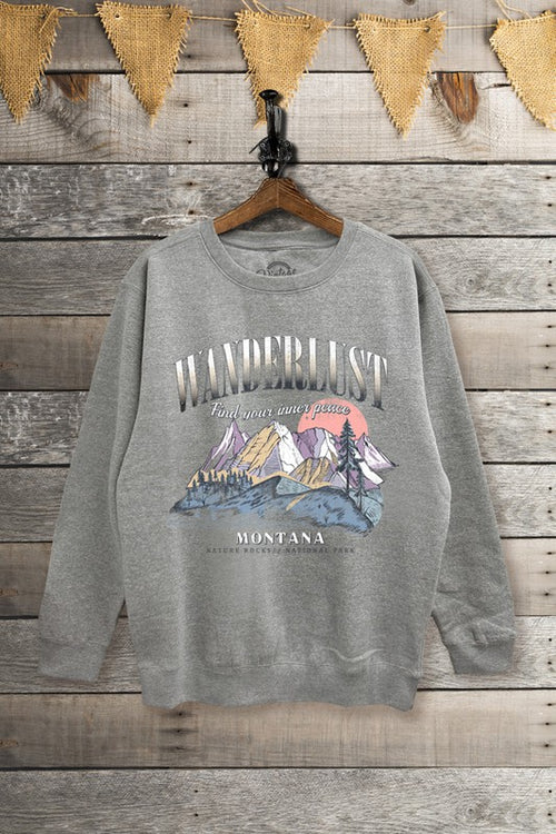 SW345-P6472 WANDERLUST MONTANA GRAPHIC BRUSHED SWEATSHIRT
