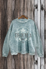 SWD385-P7004 - TEQUILA CREST GRAPHIC MINERAL WASHED SWEATSHIRT
