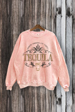 SWD385-P7004 - TEQUILA CREST GRAPHIC MINERAL WASHED SWEATSHIRT