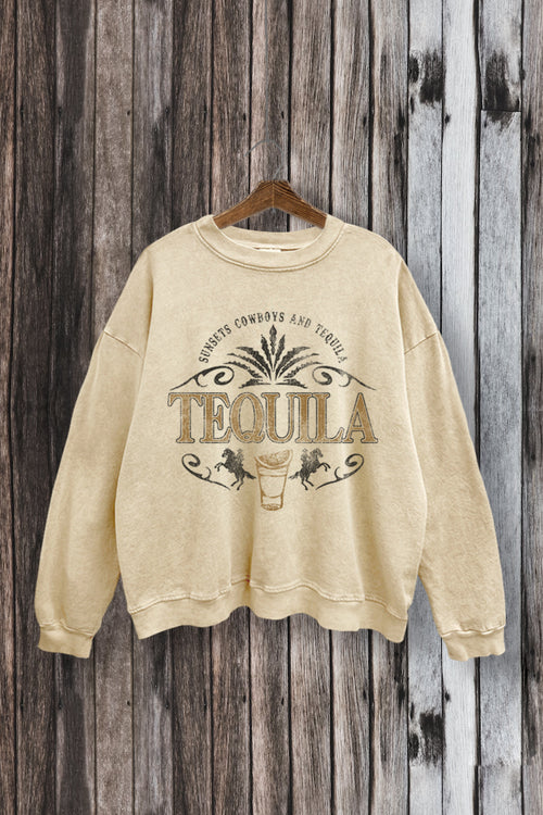 SWD385-P7004 - TEQUILA CREST GRAPHIC MINERAL WASHED SWEATSHIRT