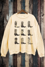 SWD385-P7017 - WESTERN BOOTS GRAPHIC MINERAL WASHED SWEATSHIRT
