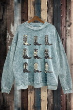 SWD385-P7017 - WESTERN BOOTS GRAPHIC MINERAL WASHED SWEATSHIRT