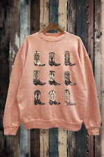 SWD385-P7017 - WESTERN BOOTS GRAPHIC MINERAL WASHED SWEATSHIRT