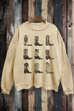 SWD385-P7017 - WESTERN BOOTS GRAPHIC MINERAL WASHED SWEATSHIRT