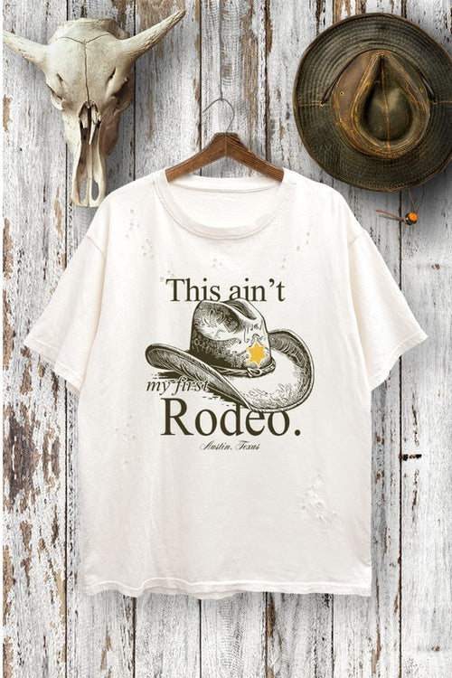 TOD375-P7076 RODEO GRAPHIC BOXY LASER CUT MINERAL T-SHIRTS