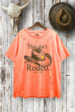 TOD375-P7076 RODEO GRAPHIC BOXY LASER CUT MINERAL T-SHIRTS
